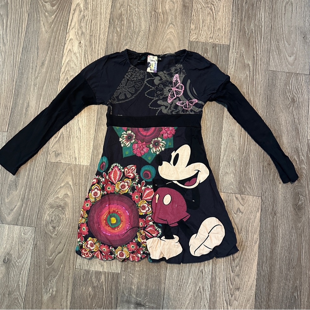 Desigual Disney Black and Pink Mickey Long Sleeve Dress